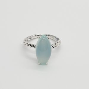 David Yurman Vintage Oval Ring with Blue Chalcedony